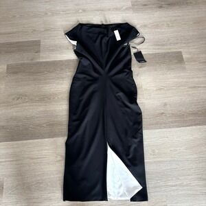 NWT White House Black Market Off The Shoulder Lined Midi Dress Women's Size 8